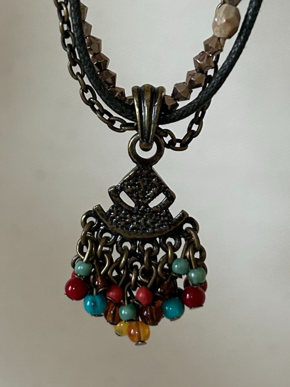 Cookie Lee Boho Multi-Strand Beaded Pendant Necklace